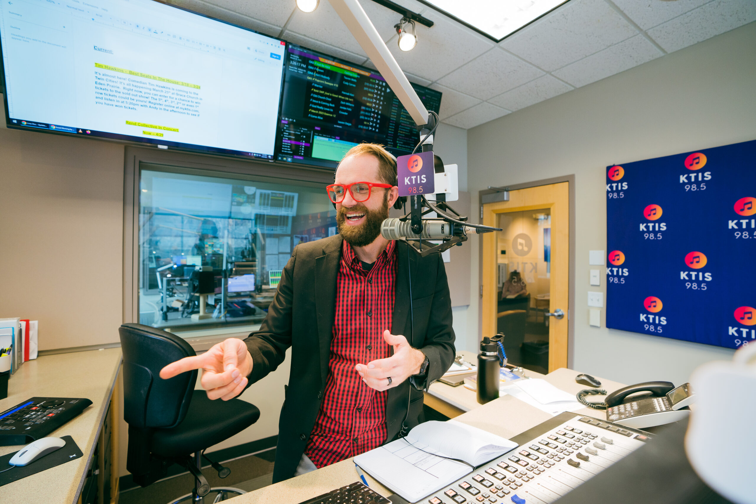 Radio show host in Studio.